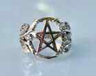 Pentagram Ring STERLING SILVER 925 Floral Pentacle Sacred Symbol 5 pointed star