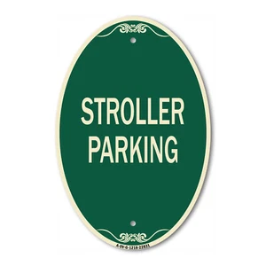 SignMission Designer Series Sign - Stroller Parking 12" x 18" Aluminum Oval Sign - Picture 1 of 4