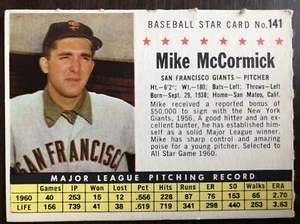1961 Post Baseball #141 Mike McCormick, SF Giants, Perforated Company - Picture 1 of 2