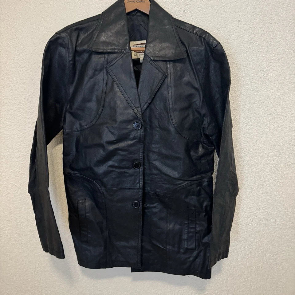 BC Ethic Real Leather Motorcycle Jacket Collared Vintage - Image 1 of 4