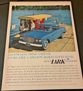 Blue 1960 Lark Coupe by Studebaker - Vintage Original Color Print Ad / Wall Art - Picture 1 of 5