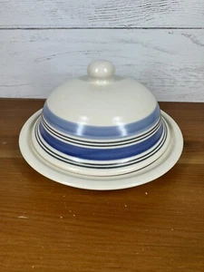 Pfaltzgraff Rio Round Cover Butter Dish Made in Mexico Blue White 7.5" Stoneware - Bild 1 von 4