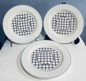 Juego de 3 platos de ensalada Epoch POP blanco y negro rompecabezas abstracto NUEVO - Imagen 1 de 3