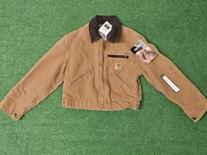Carhartt YYJ97 BRN Detroit Union Made Sherpa Lined Jacket Youth Size Small 6/7 - Picture 1 of 5