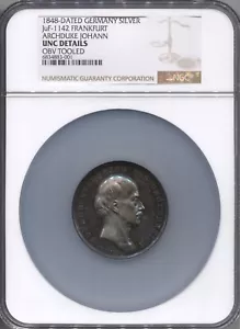 1848 Dated GERMAN SILVER - ARCHDUKE JOHANN - JuF-1142 - RARE - Lot # EC 6170 - Picture 1 of 10