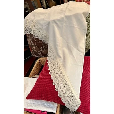 Door Curtains, Swag Pair With Lace - Image 1 of 3