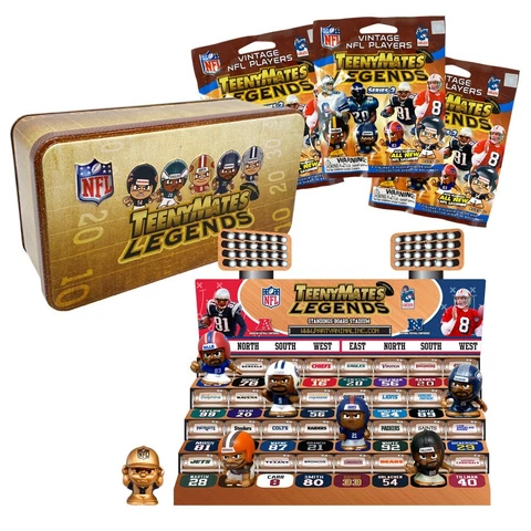 NFL Legends Teenymates Series 2 Collector Tin With 3 Packs.  New Release 2023 Cover