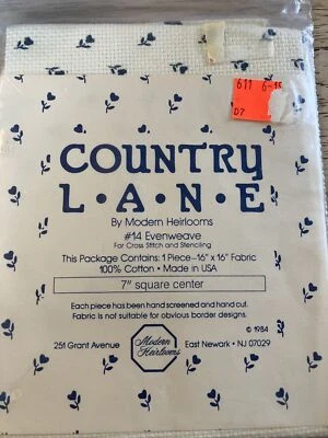 Modern Heirlooms Country Lane Cross Stitch Aida 14 Count 16x16" Blue Floral - Image 1 of 4