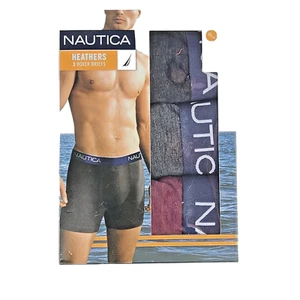 Nautica 3 Pack Soft Stretch Boxer Briefs S Heathers Black Gray Red, Classic Fit - Picture 1 of 7