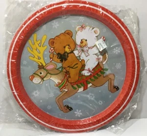 Vintage Tin Metal CHRISTMAS tray REINDEER HONG KONG, CANDY CANE, TEDDY BEARS - Picture 1 of 5