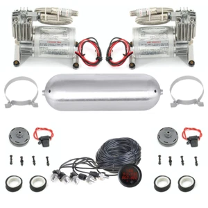 150PSI Air Compressor+3 Gallon Air Tank With Air Ride Gauge For Horns Suspension - Picture 1 of 13