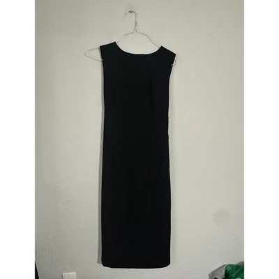 Banana Republic Black Sleeveless Sheath Dress Midi Buttons Tie Waist Size 8 - Image 1 of 4