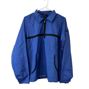 Nike Vintage Men's Size Medium 1/4 Zip Blue Nylon Blend Windbreaker Jacket Logo - Picture 1 of 6
