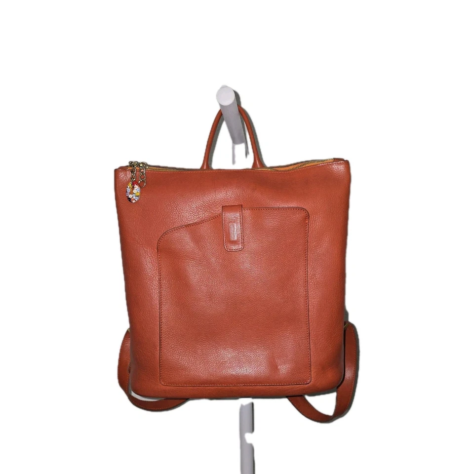Mochila Terrida Veneciana Cuero de Becerro Naranja Cristal de Murano Hecha a Mano en Italia Foto 1 de 4