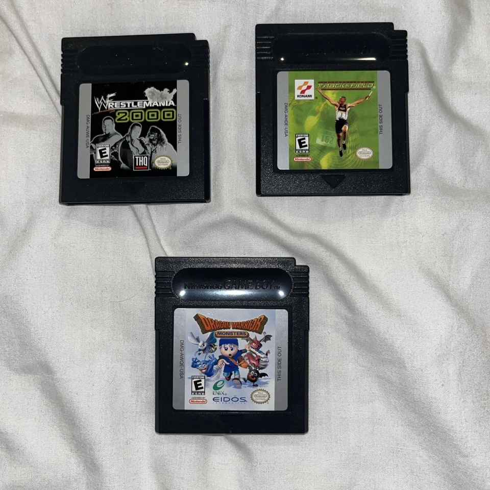 3 cartuchos de jogos coloridos para Nintendo Wrestlemainia 2000, Dragon Warrior, pista e campo - Imagem 1 de 4