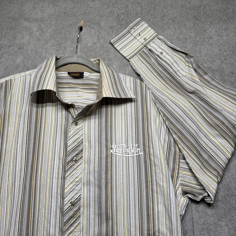 Von Dutch Originals Striped Button Up Shirt Men’s XL Y2K Vintage Logo Western - Image 1 of 4