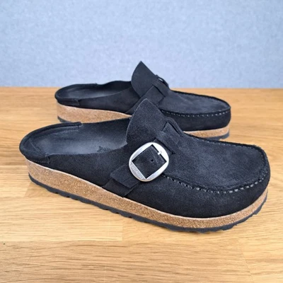 Zuecos Birkenstock Buckley Mules Talla 37 EE. UU. 6-6,5 Negro Gamuza Sin Cordones Foto 1 de 4