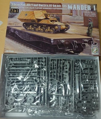 Marder I Lorraine Schlepper mit 50 Ton Type SSy45 Platformwagen in 1/35 von ZIMI