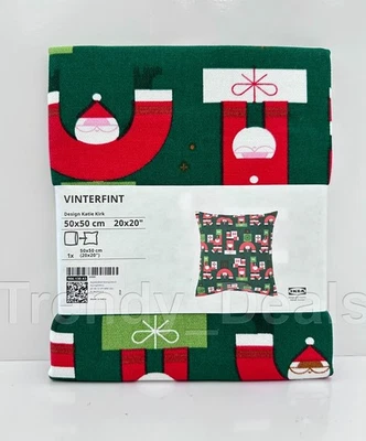 Funda Cojín Ikea VINTERFINT, Patrón Papá Noel Verde 20" x 20" - NUEVA Foto 1 de 4