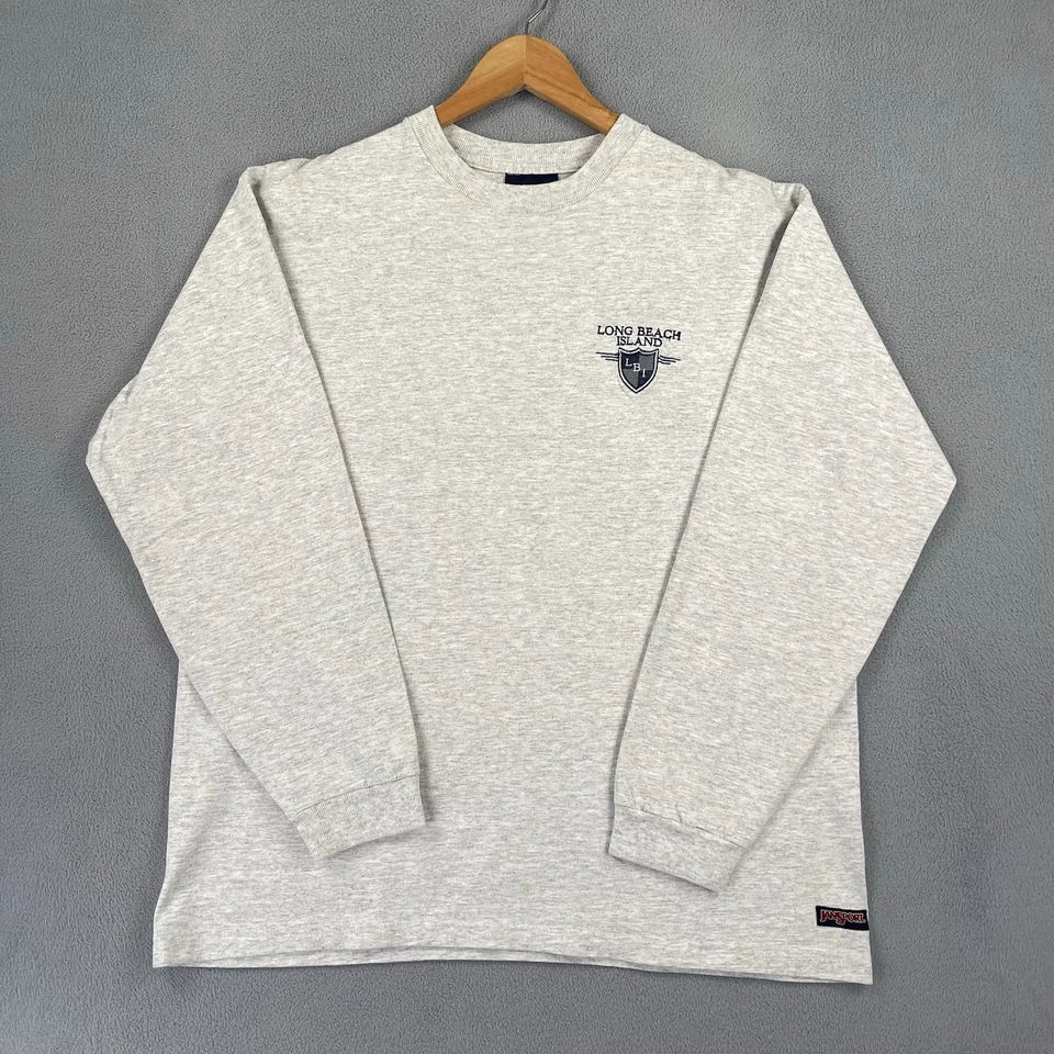 Vintage Jansport Shirt Men Large Gray Long Sleeve LBI New Jersey 90s Made In USA - Image 1 of 4
