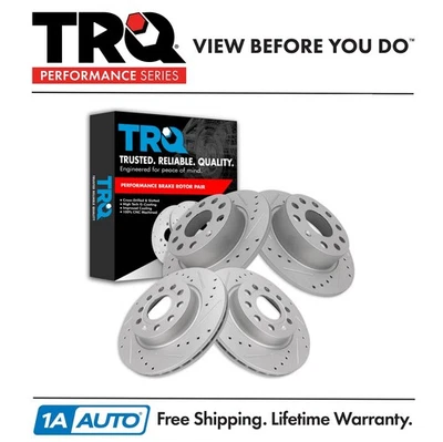 TRQ Drilled Brake Rotor Set Fits Audi A3 Volkswagen Beetle Golf  Jetta Foto 1 de 4
