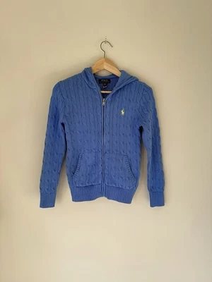 NWT Polo Ralph Lauren Kids Hooded Cable Knit Zip Up Sweater Size 10/12 Pony - Image 1 of 4
