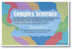 NEW LANGUAGE ARTS POSTER - Complex Sentences English Grammar POSTER