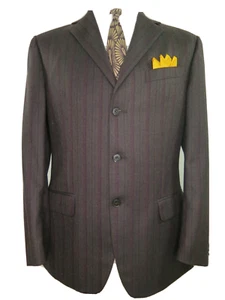 Recent Ermenegildo Zegna Men Wool Dark Brown Striped Blazer Jacket SportCoat 40R - Picture 1 of 12