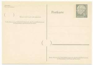 Germany 1957 8p Postal Stationery Card H&G #344 Phosphor ? Unused - Imagen 1 de 2