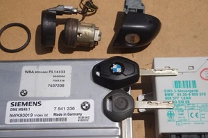 2004 BMW 3.0L 7541336 MS45.1 DME KIT EWS3 IGNITION LOCK & Key SEIMENS 5WK93019 - Picture 1 of 13