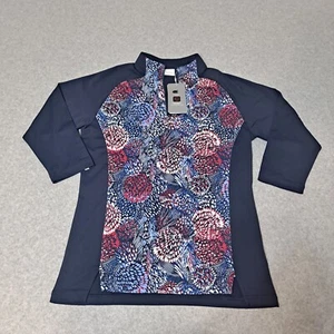 Ping Golf Shirt Woman 6 Sensorcool Blue Quarter Zip Floral Moisture Wicking Golf - Picture 1 of 11