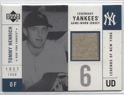 Tommy Hentrich 2001 Upper Deck Yankees Legendary Game-Worn Jersey Patch Relic - Image 1 of 2