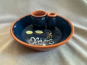 Terra Cotta Navy Blue Tapas Tasting Dish - Picture 1 of 6