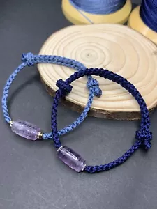 Bracciale tessuto perline ametista ornamento tibetano impreziosito - Foto 1 di 9