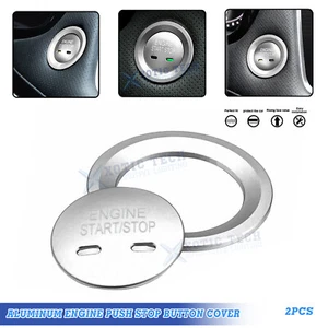 Silver Aluminum Engine Push Stop Button Cover w/Decal Ring For Cadillac CTS XTS - Bild 1 von 9