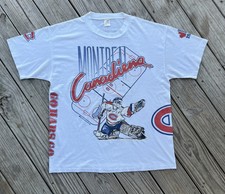 Vintage 1990 NHL Montreal Canadiens HOCKEY All Over Print 