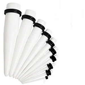 PAIR-Tapers White Acrylic 02.5mm/10 Gauge - Picture 1 of 4