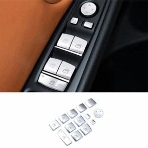 ABS Silver Window Lift Panel Switch Button Stickers For BMW 5 Series G30 2018-22 - Picture 1 of 9