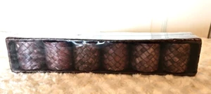 Serviettenringe Rattan geflochten dunkelbraun mit Aufbewahrungsbehälter 6er Set - Bild 1 von 4