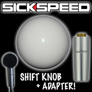 WHITE GUMBALL SHIFT KNOB & ADAPTER FOR AUTO/AUTOMATIC GEAR SHIFTER LEVER KA1 - Picture 1 of 1