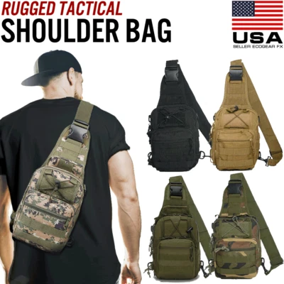 Mens Backpack Tactical Sling Shoulder Bag Molle Travel Chest Pack Outdoor Hiking - Image 1 of 4
