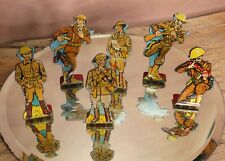 6 Vintage Marx Tin Litho Target Soldier /  1930's Doughboy INFANTRY / Very Nice