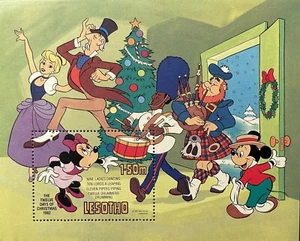 LESOTHO THE 12 DAYS OF CHRISTMAS DISNEY STAMPS SS 1982 MNH MICKEY BAGPIPES - Picture 1 of 1