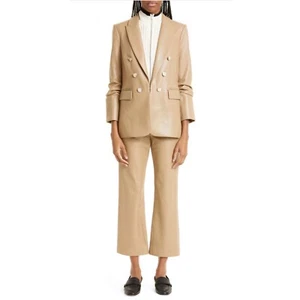 Veronica Beard NEW Beacon faux leather Dickey Jacket With Dickey Khaki Tan $958 - Picture 1 of 19