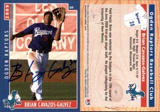 Brian Cavazos-Galvez Signed 2009 Grandstand Ogden Raptors #NNO Card Auto AU