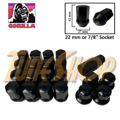 16+4 LOCK GORILLA ASIENTO GRANDE OEM FÁBRICA LLANTAS TUERCAS 14X1.5 M14 LLANTAS NEGRAS Foto 1 de 2