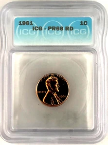 1961 P Lincoln Memorial Penny, Brilliant Uncirculated ICG PR68 RD - Picture 1 of 4