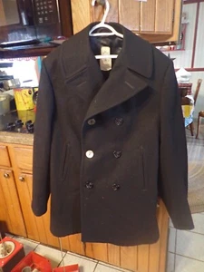 Mens Overcoat DSCP WOOL Peacoat Men's 42L Black by Sterlingware - Picture 1 of 8
