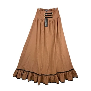 NWT Scarlet Darkness Brown Goth Maxi Skirt Corset Lace Up Back Ruffles Witchy S - Picture 1 of 6