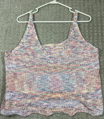 Camiseta sin mangas recortada multicolor tejida Its our Time para mujer grande algodón acrílico V N Foto 1 de 4